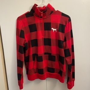 VS PINK Buffalo Plaid Quarter Zip!